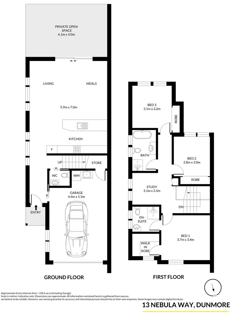 Floorplan of Homely semi-detached listing, 13 Nebula Way, Dunmore NSW 2529