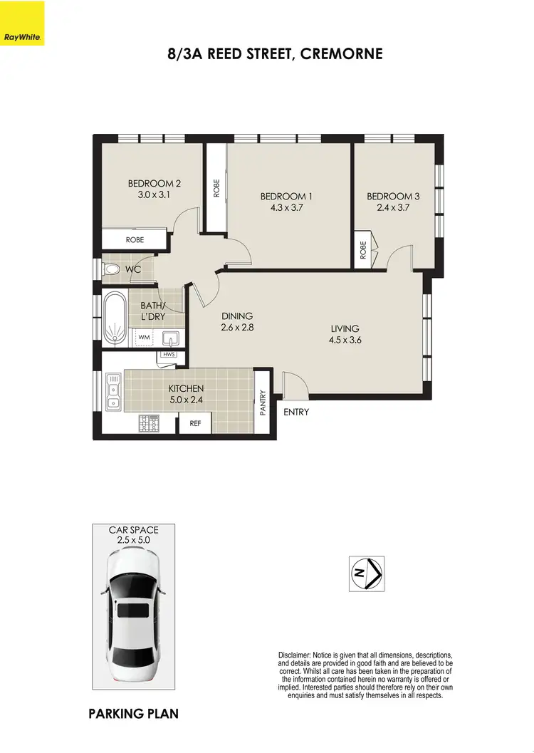 Floorplan of Homely apartment listing, 8/3A Reed Street, Cremorne NSW 2090
