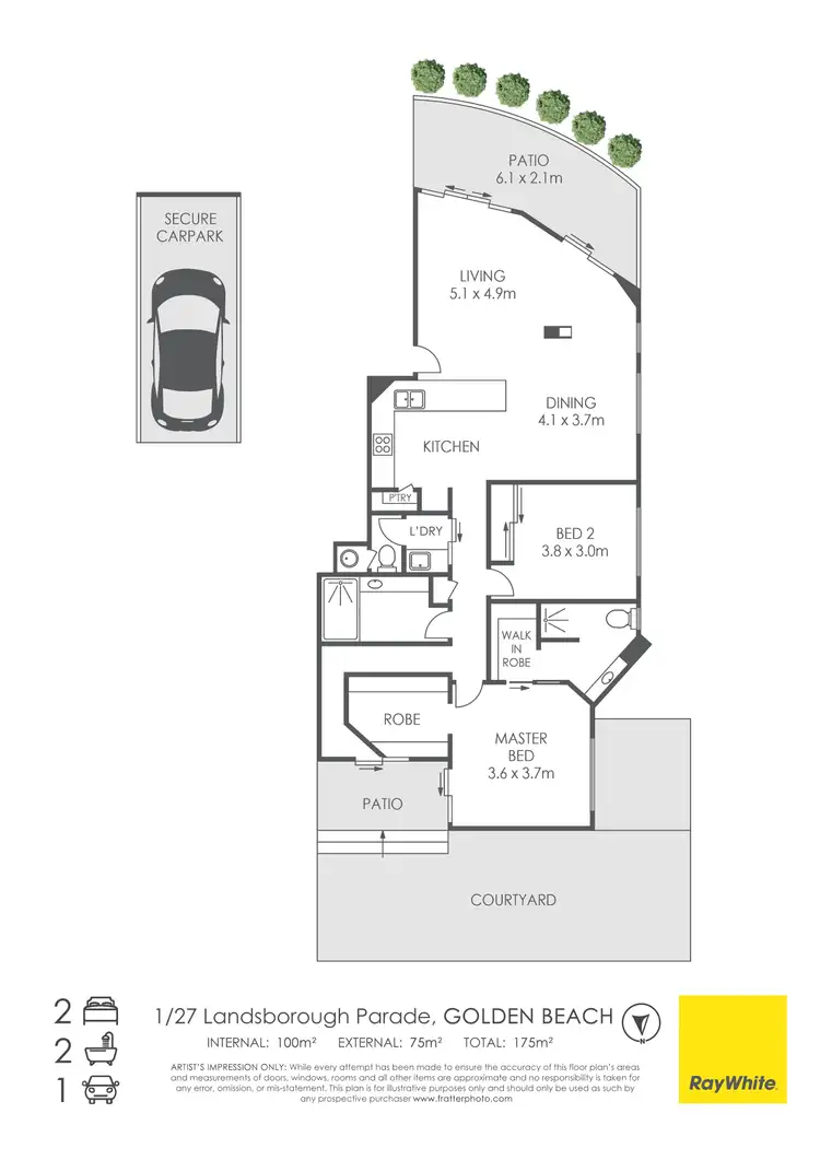 Floorplan of Homely unit listing, Unit 1/27 Landsborough Parade, Golden Beach QLD 4551