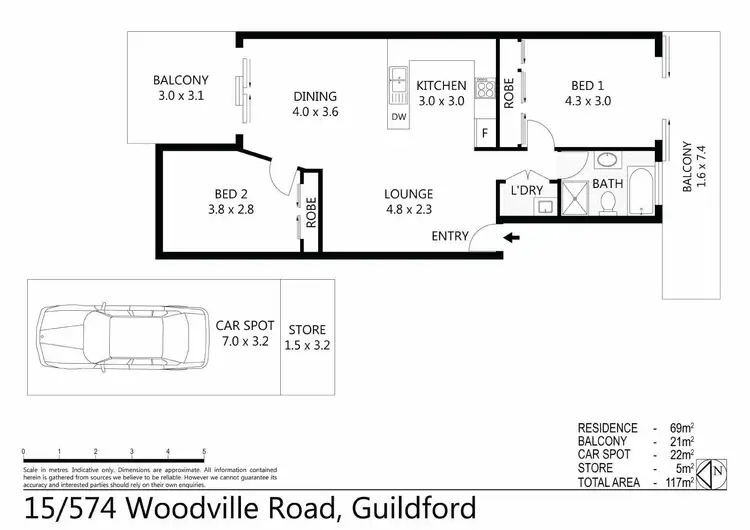 Floorplan of Homely unit listing, 15/574 Woodville Road, Guildford West NSW 2161