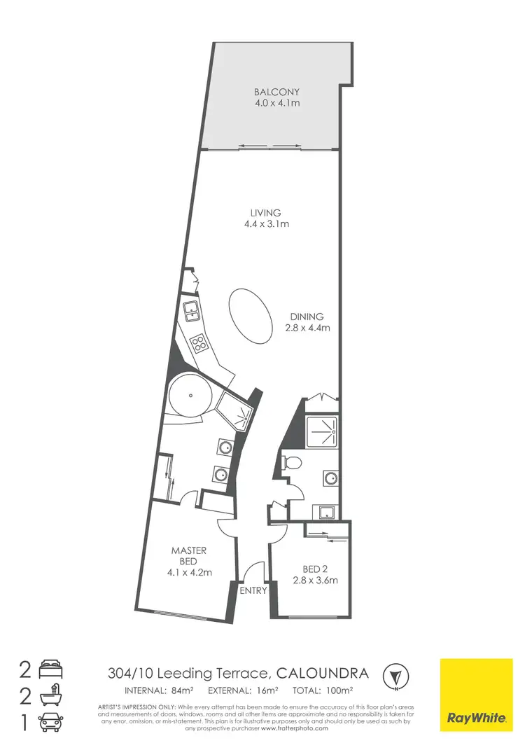 Floorplan of Homely apartment listing, 304/10 Leeding Terrace, Caloundra QLD 4551