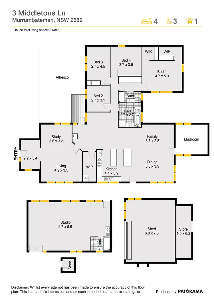 Floorplan of Homely house listing, "Glen Yattah" 3 Middletons Lane, Murrumbateman NSW 2582