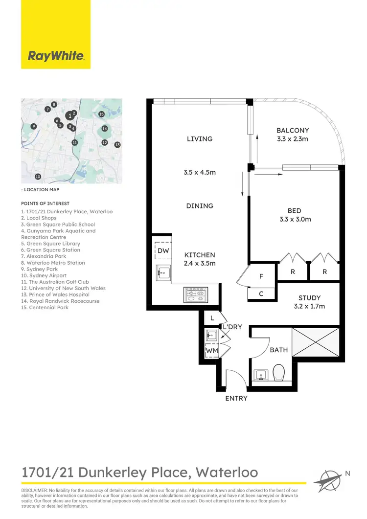 Floorplan of Homely apartment listing, 1701/21 Dunkerley Place, Waterloo NSW 2017