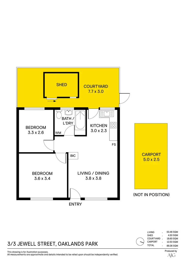 Floorplan of Homely apartment listing, 3/3 Jewell Street, Oaklands Park SA 5046