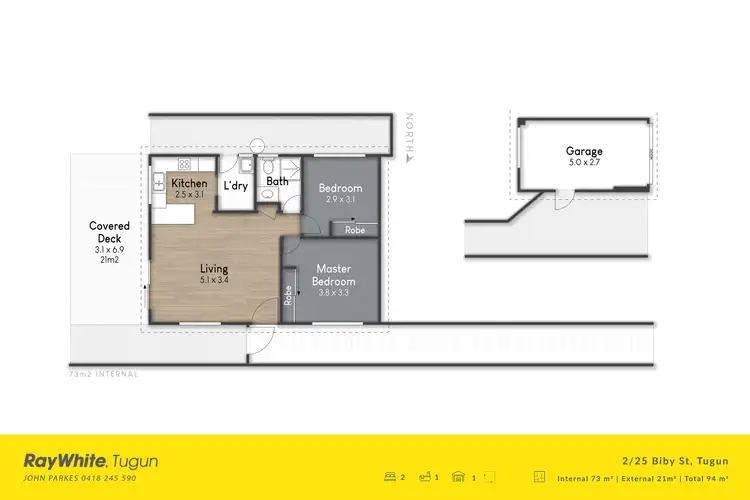 Floorplan of Homely semi-detached listing, 2/25 Biby Street, Tugun QLD 4224