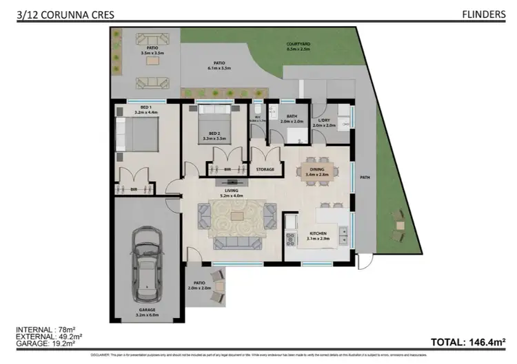 Floorplan of Homely villa listing, 3/12 Corunna Crescent, Flinders NSW 2529