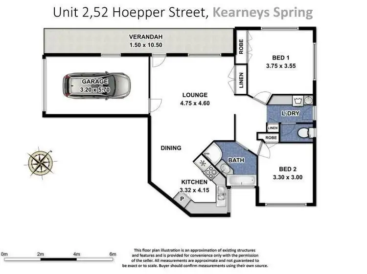 Floorplan of Homely unit listing, Unit 2/52 Hoepper Street, Kearneys Spring QLD 4350
