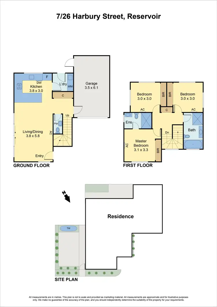 Floorplan of Homely townhouse listing, 7/26 Harbury Street, Reservoir VIC 3073