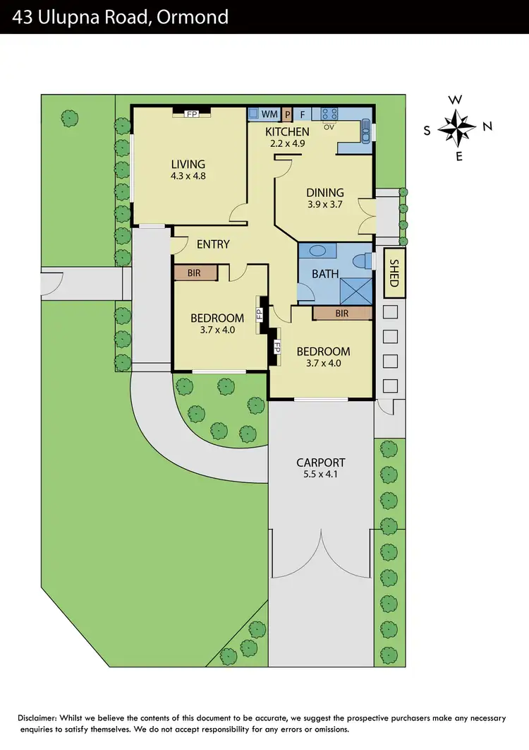 Floorplan of Homely house listing, 43 Ulupna Road, Ormond VIC 3204