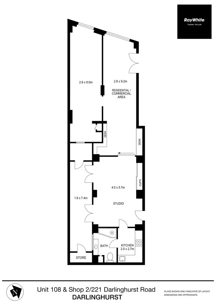 Floorplan of Homely studio listing, Studio (Unit 108)/Shop (109) 221-223 Darlinghurst Road, Darlinghurst NSW 2010