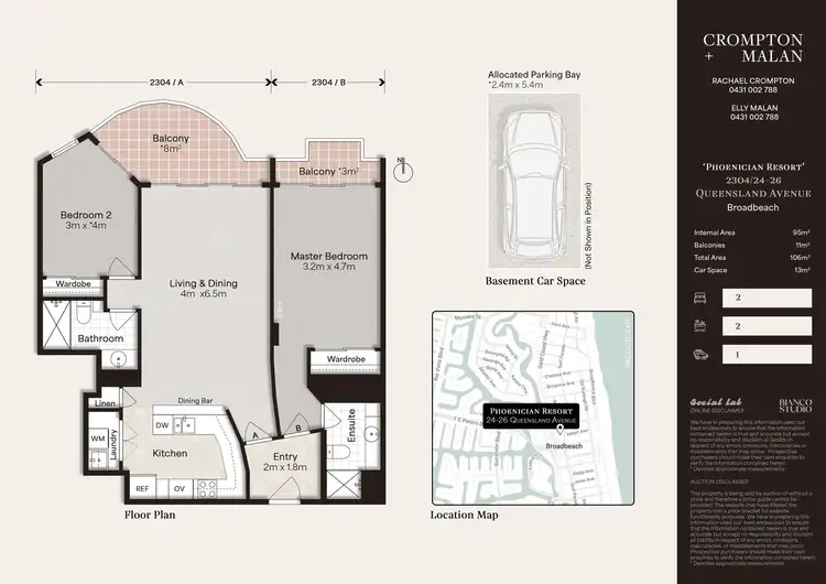 Floorplan of Homely apartment listing, 2304/24-26 Queensland Avenue, Broadbeach QLD 4218