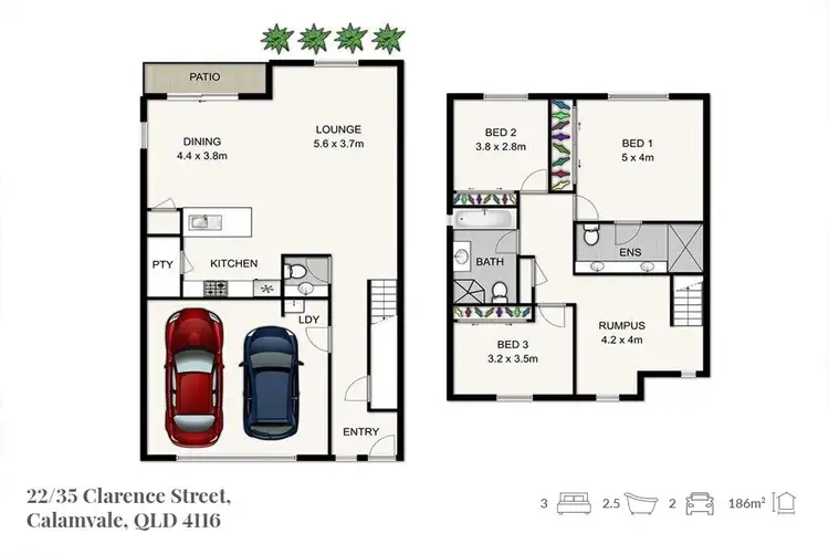 Floorplan of Homely townhouse listing, 22/35 Clarence Street, Calamvale QLD 4116