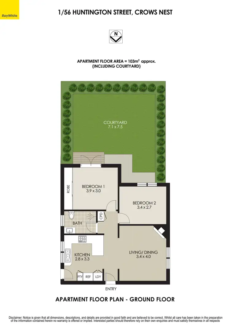 Floorplan of Homely apartment listing, 1/56 Huntington Street, Crows Nest NSW 2065