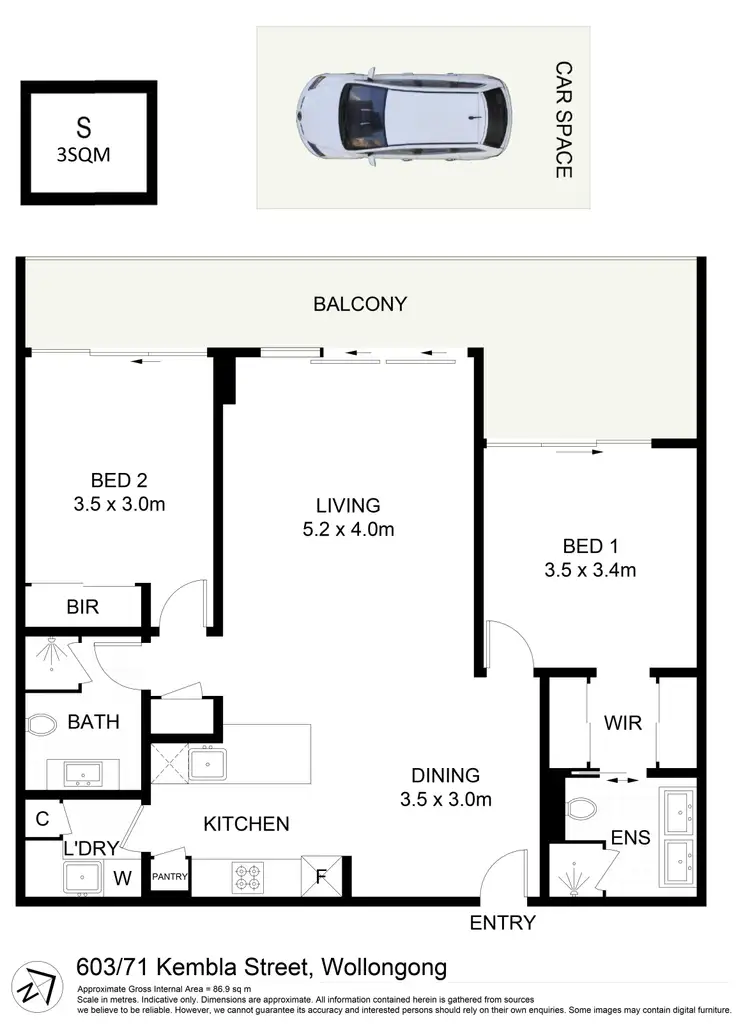 Floorplan of Homely apartment listing, 603/71-77 Kembla Street, Wollongong NSW 2500