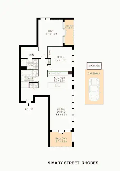 Floorplan of Homely apartment listing, 602/9 Mary Street, Rhodes NSW 2138
