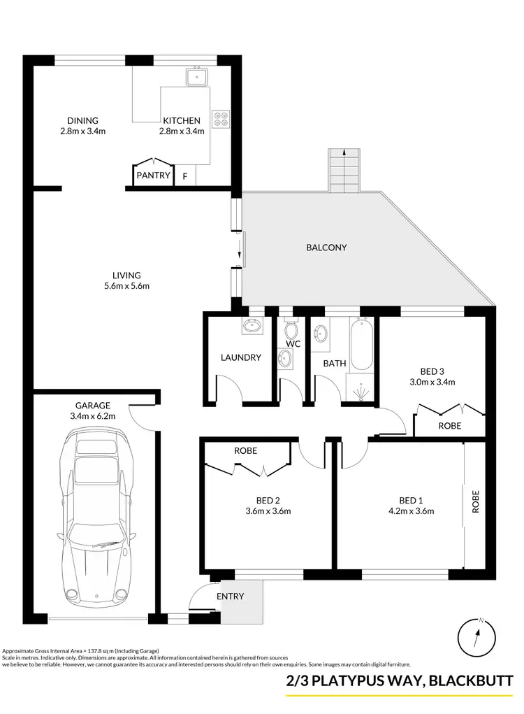 Floorplan of Homely villa listing, 2/3 Platypus Way, Blackbutt NSW 2529