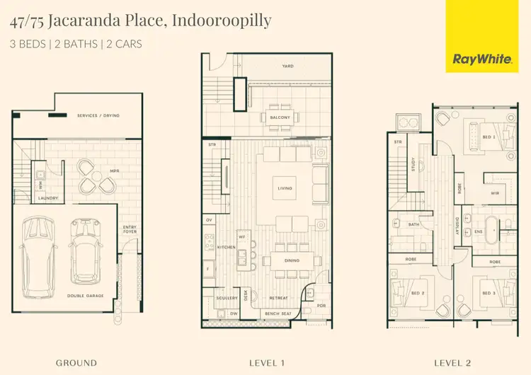 Floorplan of Homely townhouse listing, 47/75 Jacaranda Place, Indooroopilly QLD 4068