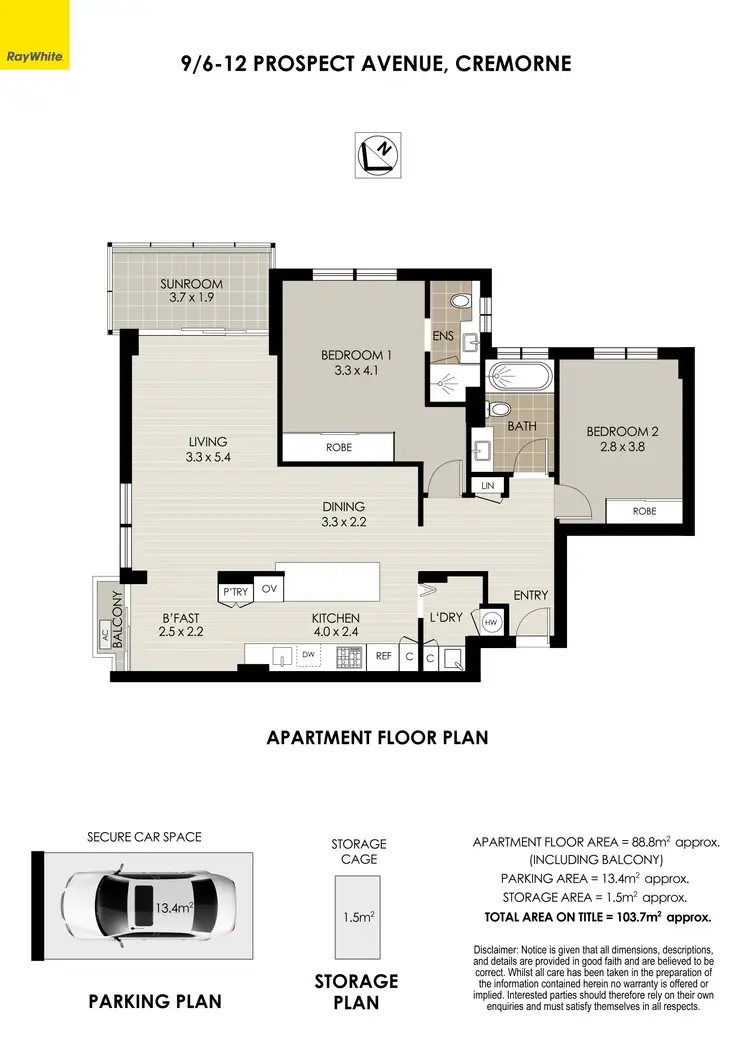 Floorplan of Homely apartment listing, 9/6-12 Prospect Avenue, Cremorne NSW 2090