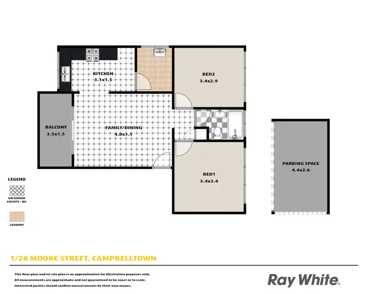Floorplan of Homely apartment listing, 1/28 Moore Street, Campbelltown NSW 2560