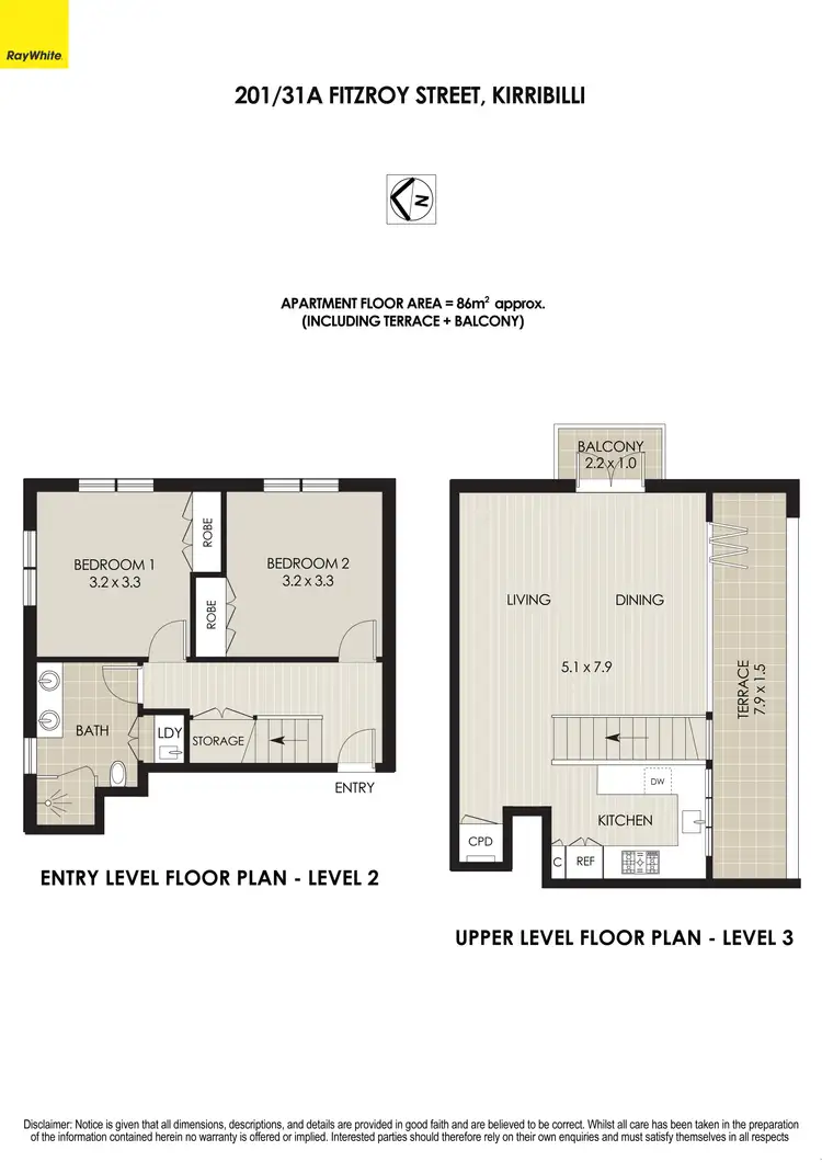 Floorplan of Homely apartment listing, 201/31A Fitzroy Street, Kirribilli NSW 2061