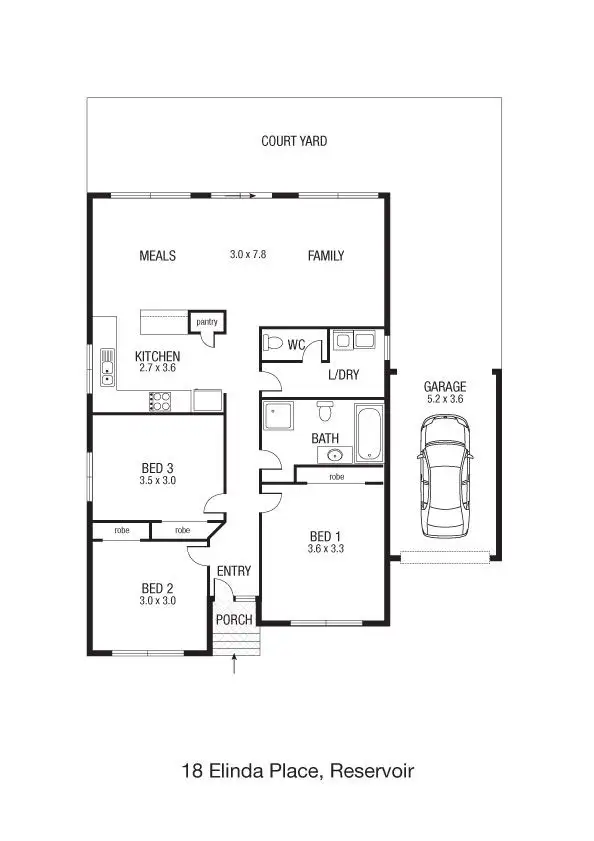 Floorplan of Homely unit listing, 18 Elinda Place, Reservoir VIC 3073