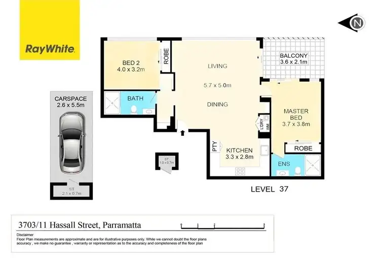 Floorplan of Homely apartment listing, 3703/11 Hassall Street, Parramatta NSW 2150