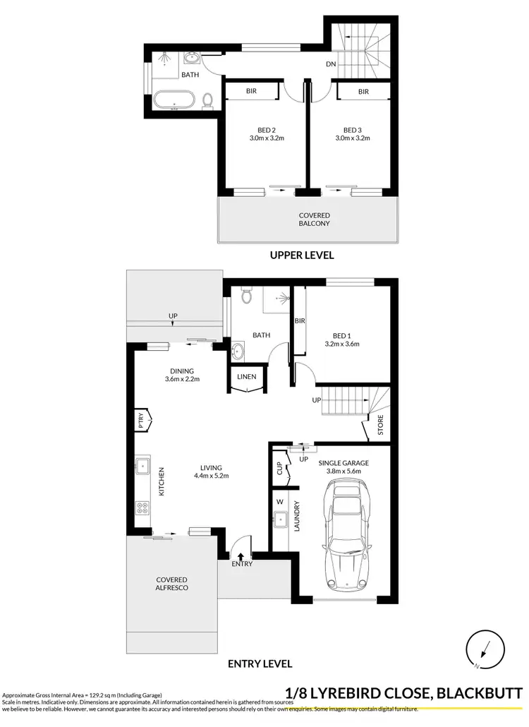 Floorplan of Homely semi-detached listing, 1/8 Lyrebird Close, Blackbutt NSW 2529