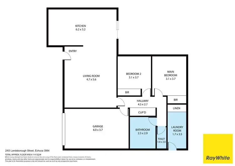 Floorplan of Homely unit listing, 2/63 Landsborough Street, Echuca VIC 3564