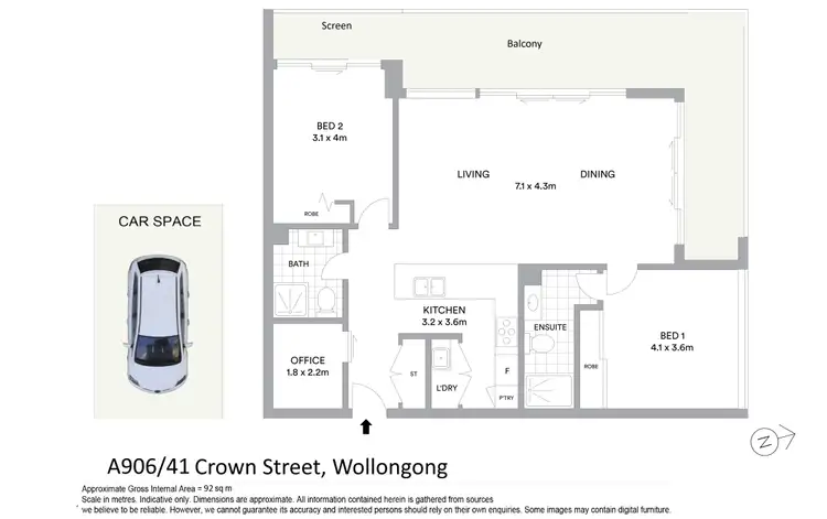 Floorplan of Homely apartment listing, A906/41 Crown Street, Wollongong NSW 2500