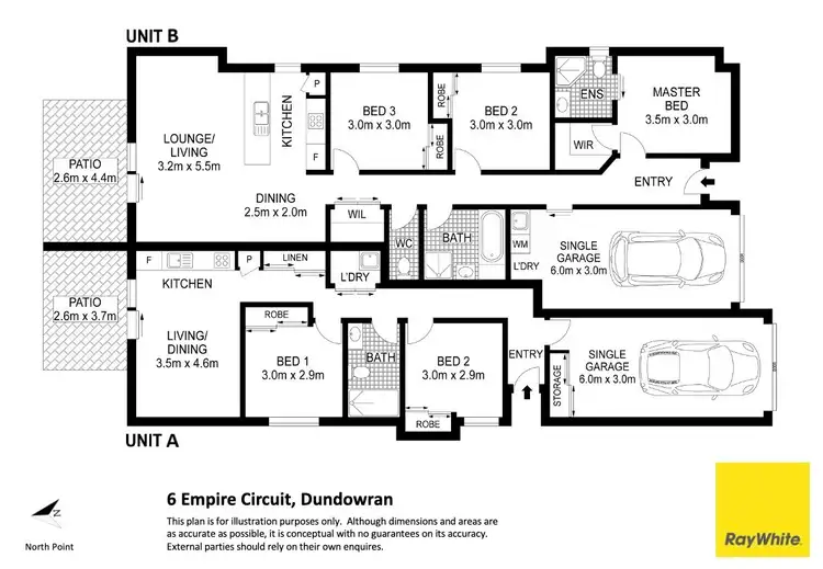 Floorplan of Homely semi-detached listing, 6b Empire Circuit, Dundowran QLD 4655