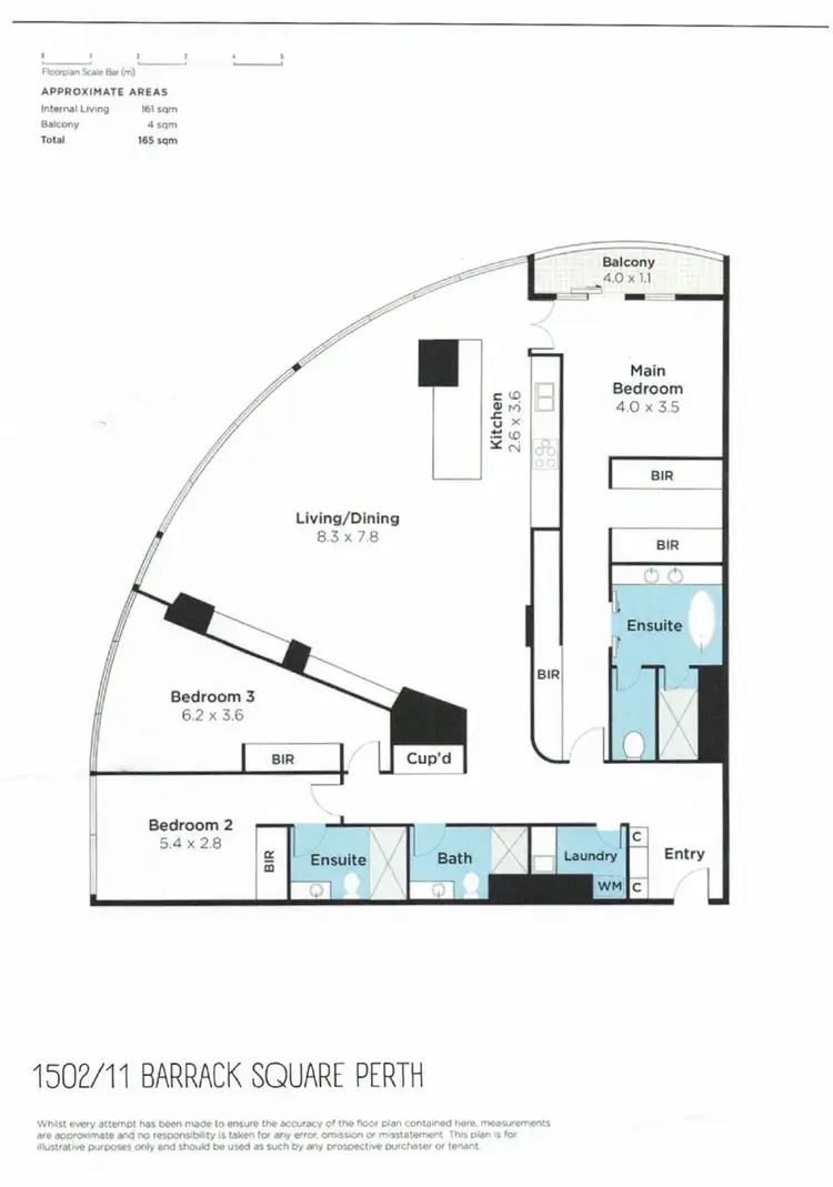 Floorplan of Homely apartment listing, 1502/11 Barrack Square, Perth WA 6000