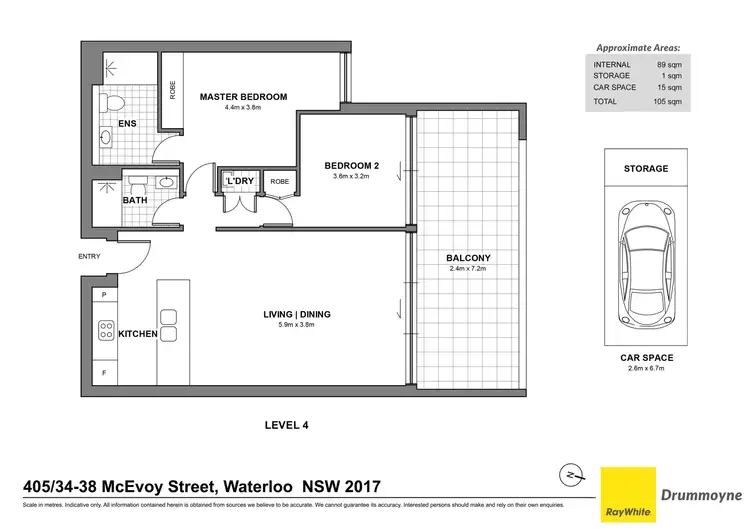 Floorplan of Homely apartment listing, 405A/34-38 McEvoy Street, Waterloo NSW 2017