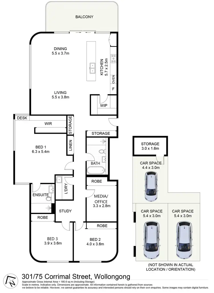 Floorplan of Homely apartment listing, 301/75 Corrimal Street, Wollongong NSW 2500