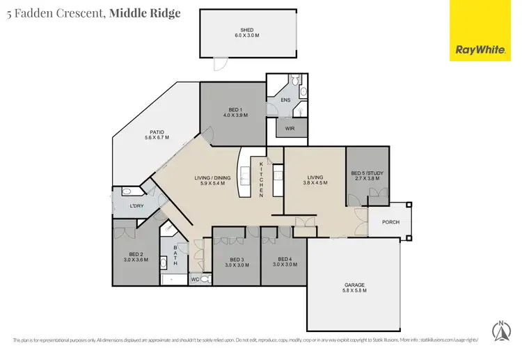 Floorplan of Homely house listing, 5 Fadden Crescent, Middle Ridge QLD 4350