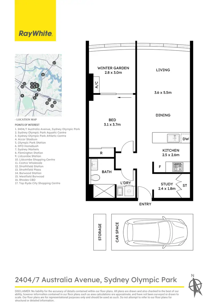 Floorplan of Homely apartment listing, 2404/7 Australia Avenue, Sydney Olympic Park NSW 2127