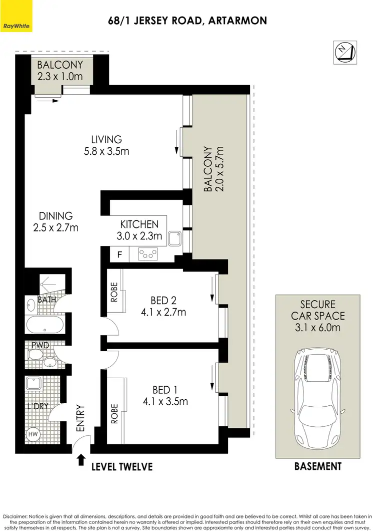 Floorplan of Homely apartment listing, 68/1 Jersey Road, Artarmon NSW 2064