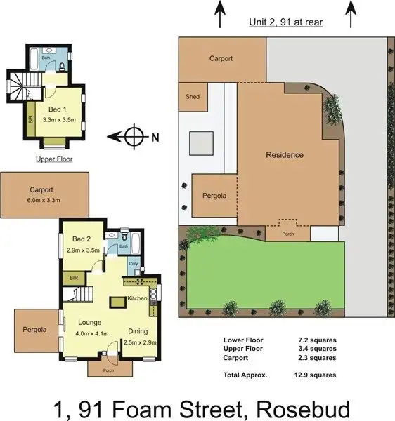 Floorplan of Homely house listing, 1/91 Foam Street, Rosebud VIC 3939