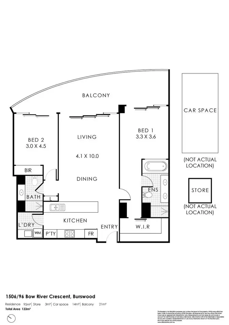 Floorplan of Homely apartment listing, 1506/96 Bow River Crescent, Burswood WA 6100