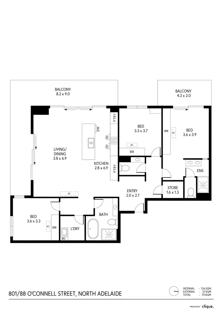 Floorplan of Homely apartment listing, Tynte 801/88 O'Connell Street, North Adelaide SA 5006