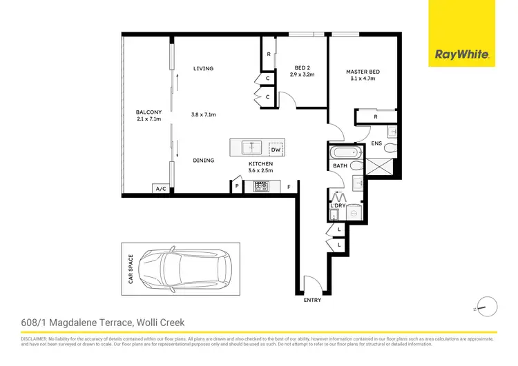 Floorplan of Homely apartment listing, 608/1 Magdalene Terrace, Wolli Creek NSW 2205
