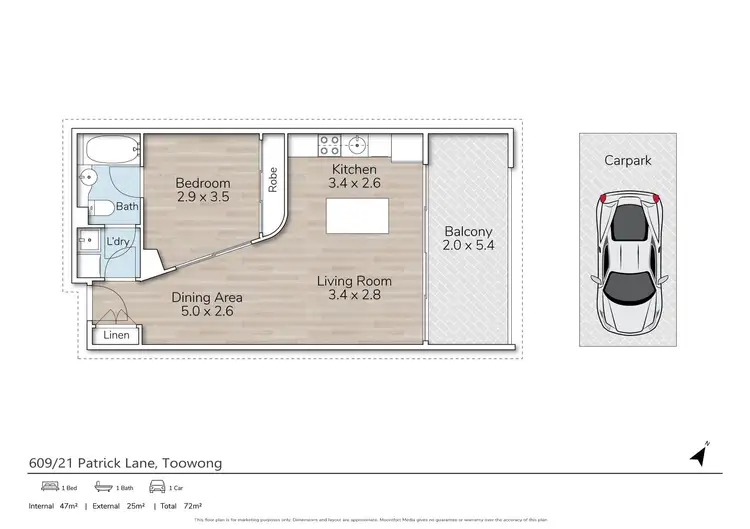 Floorplan of Homely apartment listing, 609/21 Patrick Lane, Toowong QLD 4066