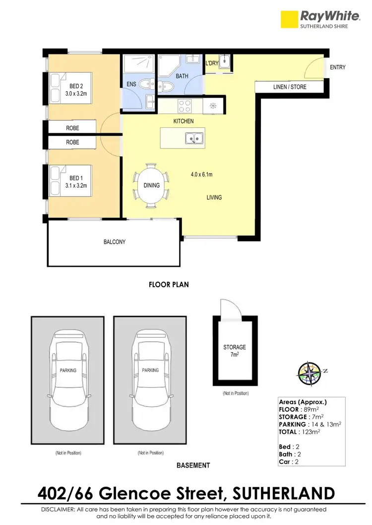 Floorplan of Homely unit listing, 402/66 Glencoe Street, Sutherland NSW 2232