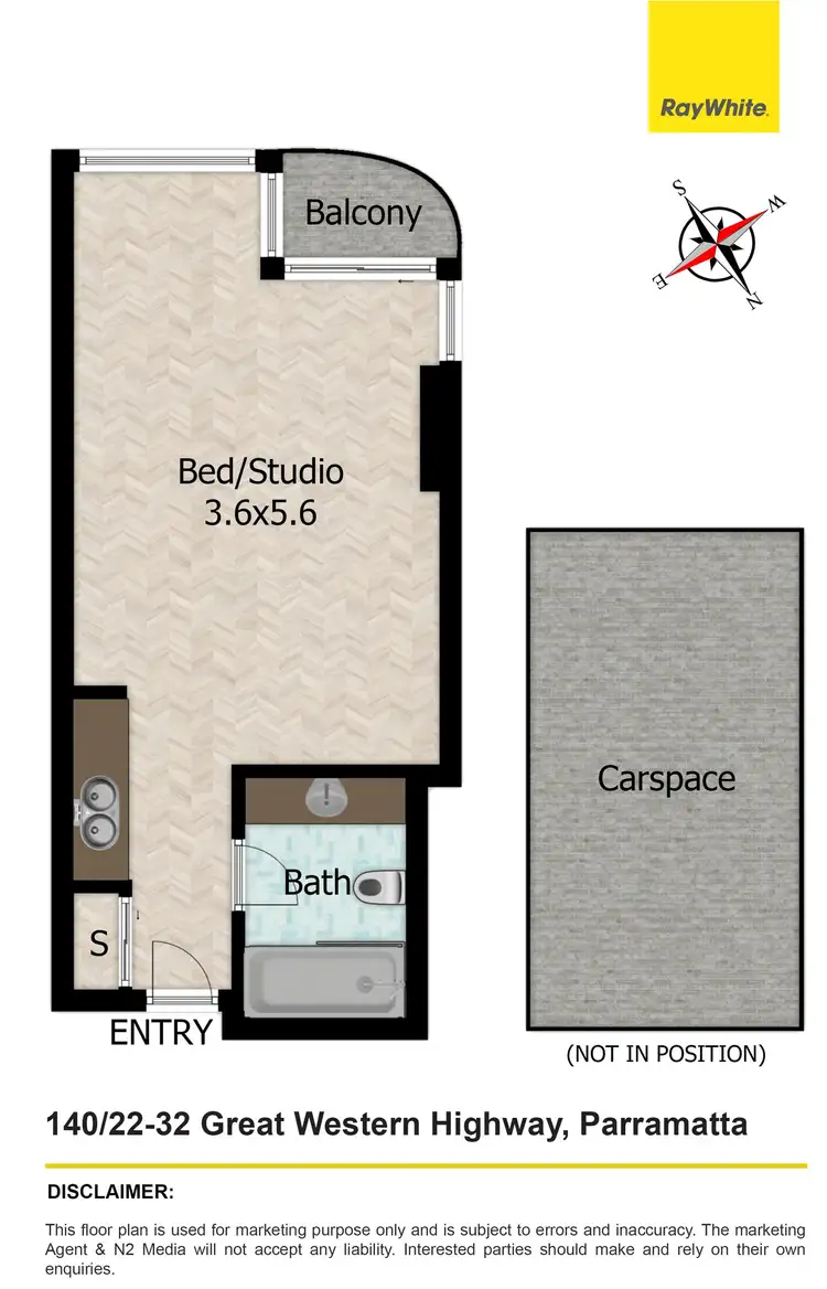 Floorplan of Homely studio listing, 140/22-32 Great Western Highway, Parramatta NSW 2150