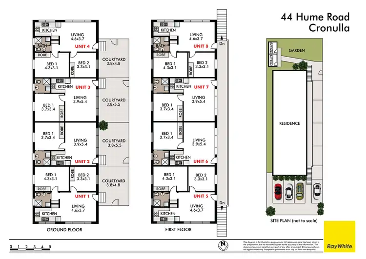 Floorplan of Homely block of units listing, 1-8/44 Hume Road, Cronulla NSW 2230