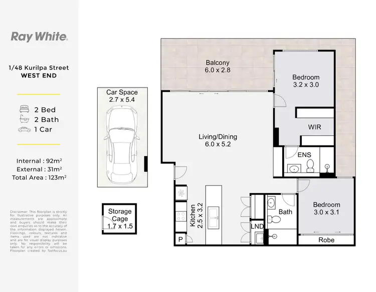 Floorplan of Homely apartment listing, 1/48 Kurilpa Street, West End QLD 4101