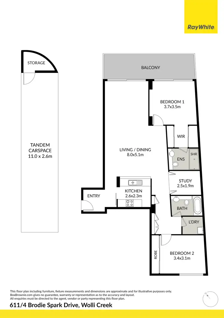 Floorplan of Homely apartment listing, 611/4 Brodie Spark Drive, Wolli Creek NSW 2205
