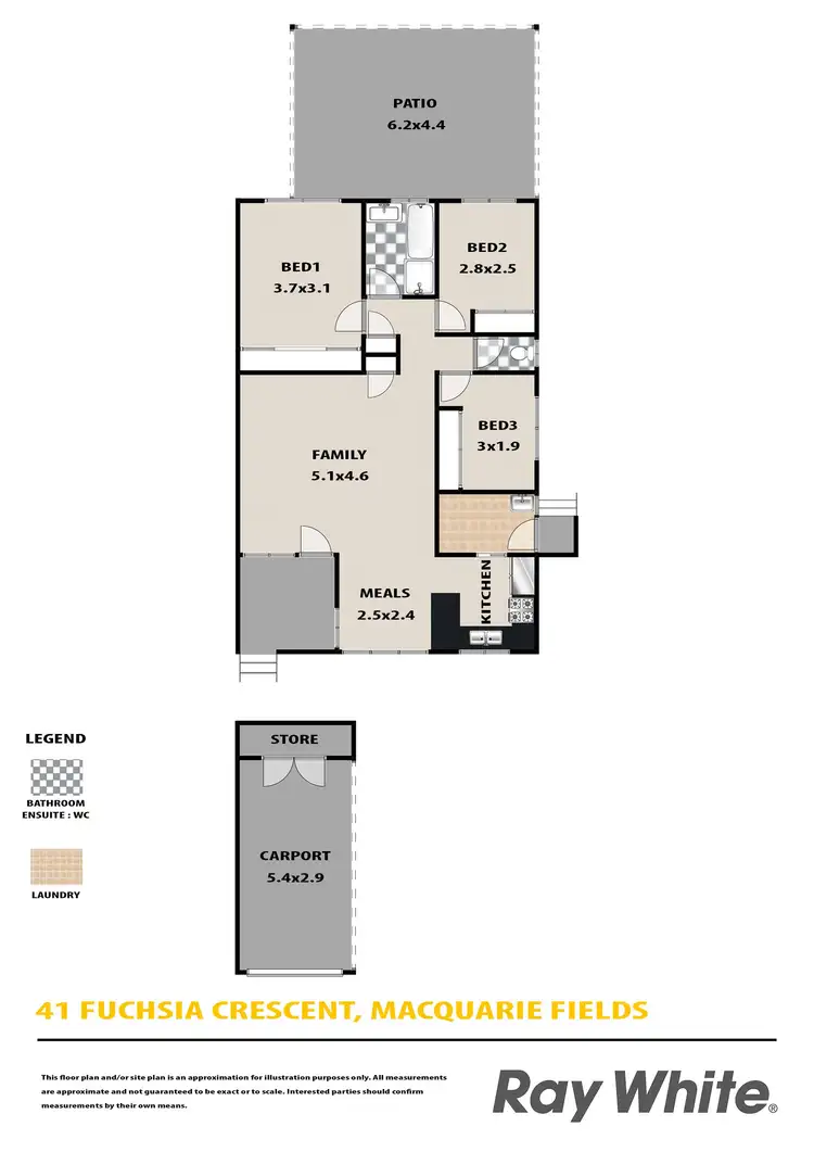 Floorplan of Homely semi-detached listing, 41 Fuchsia Crescent, Macquarie Fields NSW 2564