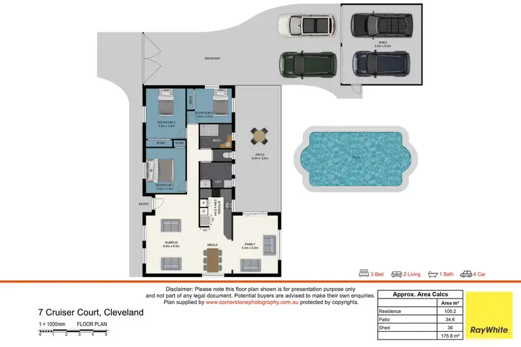 Floorplan of Homely house listing, 7 Cruiser Court, Cleveland QLD 4163