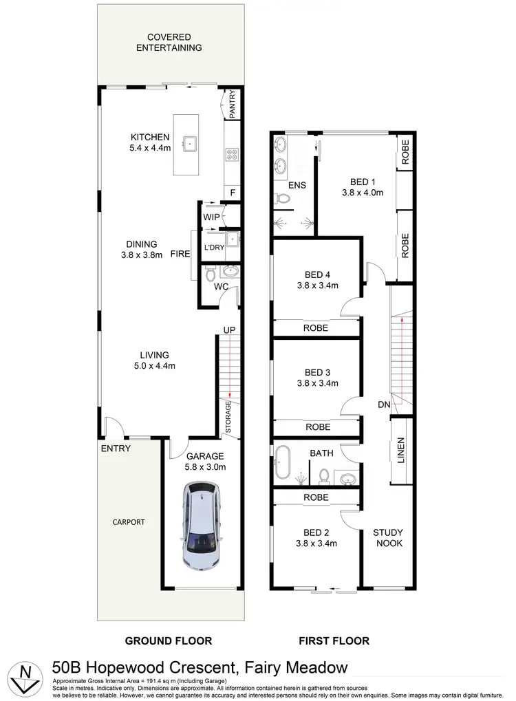Floorplan of Homely semi-detached listing, 50B Hopewood Crescent, Fairy Meadow NSW 2519