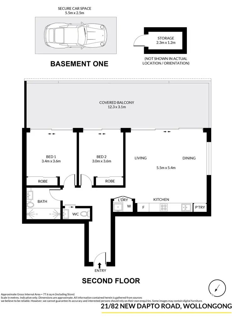 Floorplan of Homely apartment listing, 21/82 New Dapto Road, Wollongong NSW 2500